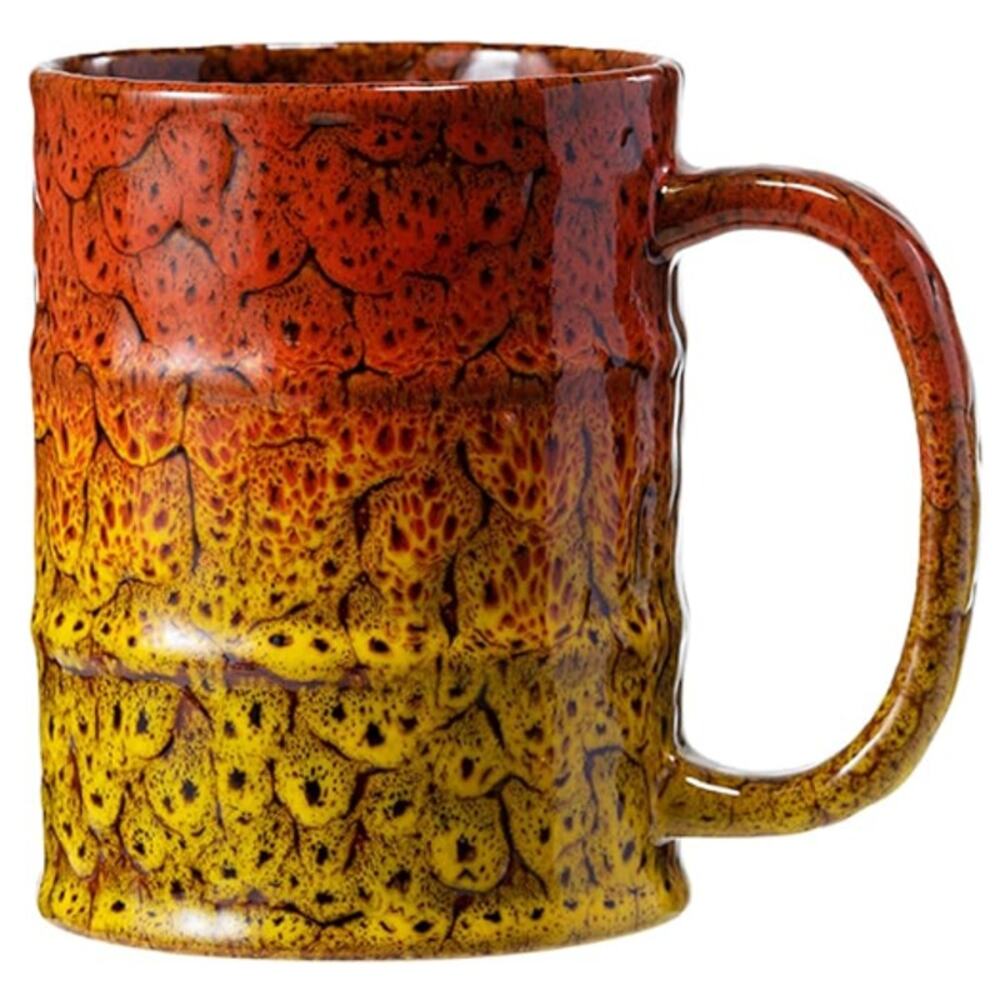 20 oz Ceramic Large Coffee Mug - Brown and Yellow